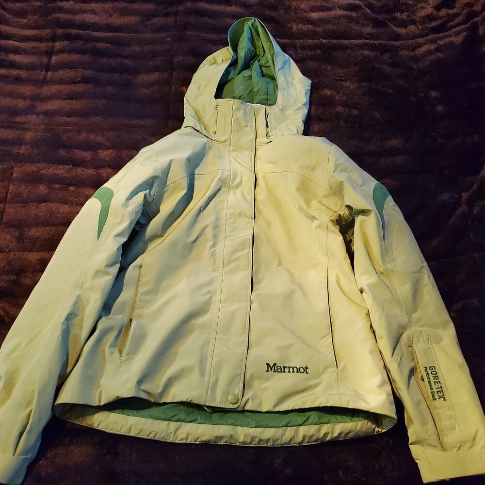 Marmot snowboard / ski jacket, M, soft pear / Forest greencolor